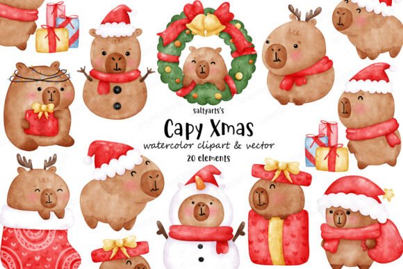 Capybara Christmas Holiday Clipart Review