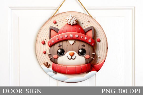 Christmas Cat Door Sign Sublimation in Illustrations