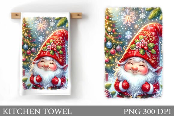 Christmas Gnome Kitchen Towel Design in Illustrations