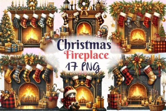 Christmas Plaid Cozy Fireplace Clipart Review