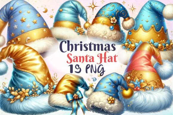 Christmas Santa Hat Clipart Bundle for Illustrations