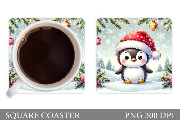 Cute Penguin Coaster. Christmas Coaster: A Designer’s Review of Festive Illustrations