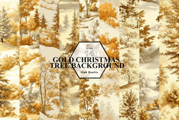 Gold Christmas Tree Background Clipart for Modern Illustrations