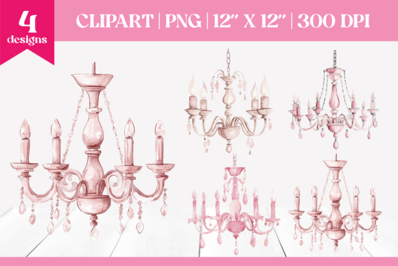 Pink Christmas Chandeliers Clipart PNG in Illustrations