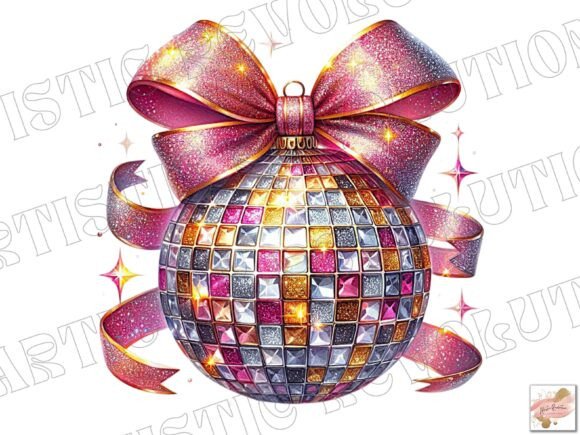 Pink Glitter Coquette Christmas Png Illustrations
