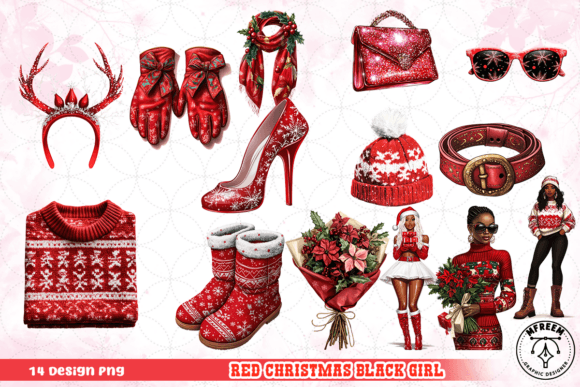 Red Christmas Black Girl Clipart PNG: A Designer’s Review for Branding