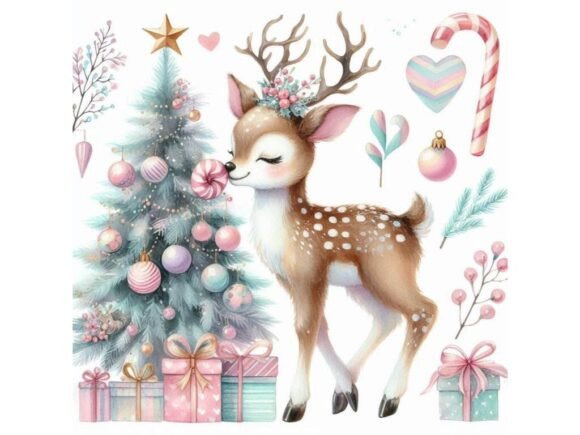 Sweet Deer by Pastel Christmas Tree Illustrations Review