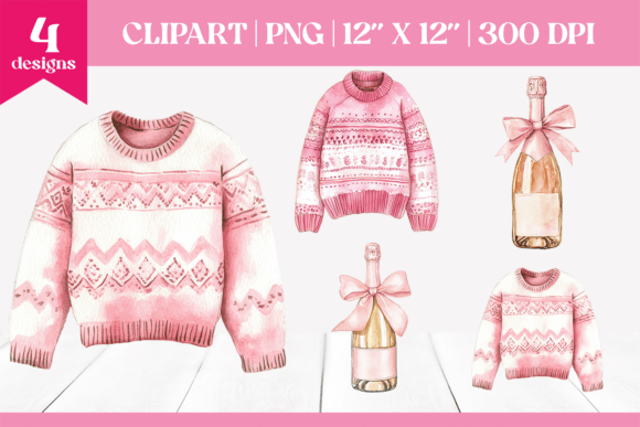 Watercolor Pink Christmas Clipart PNG: A Designer’s Review for Illustrations