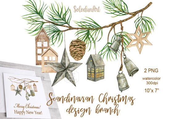 Watercolor Scandinavian Christmas Branch: A Designer’s Review for Illustrations