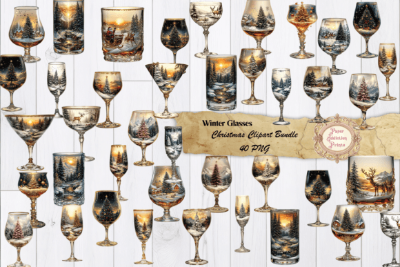 Winter Glasses Christmas Clipart Bundle: Illustrations for Local Branding